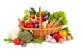 Basket with various fresh vegetables