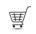 Basket vector icon with shadow fow web. Grocery shopping, special offer, vector line icon design.trolley icon Royalty Free Stock Photo