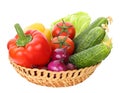 Basket with vegetables isolated on white background Royalty Free Stock Photo