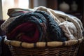 basket of warm and cozy blankets, ready to be wrapped up in