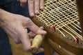 Basket weaving in a sheltered workshop