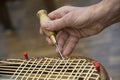 Basket weaving in a sheltered workshop Royalty Free Stock Photo