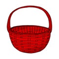 Basket wicker hand drawing.Isolated drawing on a white background.Basket for picnic, recreation, Pets.Vector