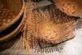 Basket wicker is Thai handmade. it is woven bamboo texture for background Royalty Free Stock Photo