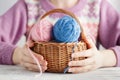 Basket of wool clew Royalty Free Stock Photo