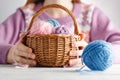 Basket of wool clew Royalty Free Stock Photo