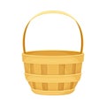 Basket Woven from Bark Strips as Container for Harvesting and Storage Vector Illustration