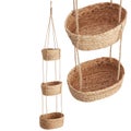 Basket of woven fabric, natural material, krajood - low shape