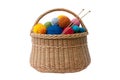 Basket with Yarn Balls Royalty Free Stock Photo