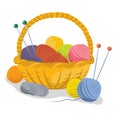 Basket with yarn for knitting