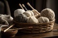 a basket of yarn and knitting needles, ready for a cozy afternoon of crafting