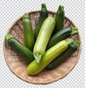 Basket of Zucchinis, Fresh Organic Green Vegetables, Healthy Farm Produce, Isolated Royalty Free Stock Photo