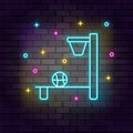 Basketball arcade electronic neon on wall. Dark background brick wall neon icon