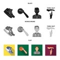 Basketball and attributes black, flat, monochrome icons in set collection for design.Basketball player and equipment Royalty Free Stock Photo