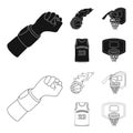 Basketball and attributes black,outline icons in set collection for design.Basketball player and equipment vector symbol