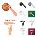 Basketball and attributes cartoon,black,flat,monochrome,outline icons in set collection for design.Basketball player and Royalty Free Stock Photo