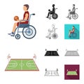Basketball and attributes cartoon,black,flat,monochrome,outline icons in set collection for design.Basketball player and Royalty Free Stock Photo