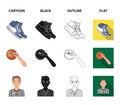 Basketball and attributes cartoon,black,outline,flat icons in set collection for design.Basketball player and equipment Royalty Free Stock Photo