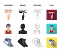 Basketball and attributes cartoon,black,outline,flat icons in set collection for design.Basketball player and equipment Royalty Free Stock Photo