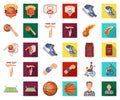 Basketball and attributes cartoon,flat icons in set collection for design.Basketball player and equipment vector symbol