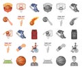 Basketball and attributes cartoon,mono icons in set collection for design.Basketball player and equipment vector symbol