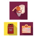 Basketball and attributes flat icons in set collection for design.Basketball player and equipment vector symbol stock