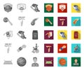 Basketball and attributes mono,flat icons in set collection for design.Basketball player and equipment vector symbol