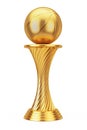 Basketball Award Concept. Golden Award Trophy Basketball Ball. 3