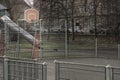 Basketball backboard with the hoop metal ring in outdoor basketball courts Royalty Free Stock Photo