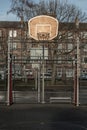 Basketball backboard with the hoop metal ring at outdoor basketball courts in the park Royalty Free Stock Photo