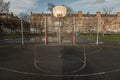 Basketball backboard with the hoop metal ring at outdoor basketball courts in the park Royalty Free Stock Photo