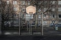 Basketball backboard with the hoop metal ring at outdoor basketball courts in the park Royalty Free Stock Photo