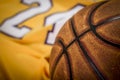 Basketball background. Ball, shirt, playground. Royalty Free Stock Photo