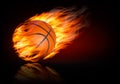 Basketball background with a flaming ball.