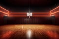 basketball background interior neon match empty arena hall game indoor render corridor. Generative AI.