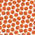 Basketball background. Seamless sports pattern with orange balls for basketball game. Flat vector illustration Royalty Free Stock Photo