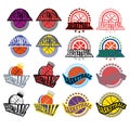 Basketball Badges with Stars and Laurel Wreath