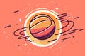 Basketball ball. Abstract grainy gradients orange background. Pop art style. Sport grunge banners. Royalty Free Stock Photo