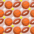 Basketball ball activity leisure sport seamless pattern background team game orange rubber athletic equipment. vector