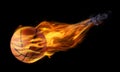 Basketball ball with bright flame on black background. Banner design Royalty Free Stock Photo