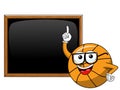 Basketball ball cartoon funny character blackboard or chalkboard copyspace teacher isolated