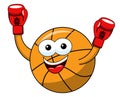 basketball ball cartoon funny character boxer winner gloves isolated