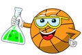 Basketball ball cartoon funny character chemist cruet isolated