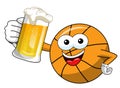 Basketball ball cartoon funny character mug beer celebration isolated