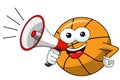 Basketball ball cartoon funny character speaking megaphone isolated