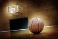 Basketball on Ball Court for Competition and Sports Royalty Free Stock Photo