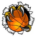 Basketball Ball Eagle Claw Tearing Background Royalty Free Stock Photo