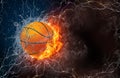 Basketball ball in fire and water