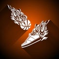 Basketball ball in flame sneakers vector icon