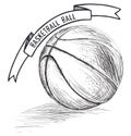 Basketball ball hand drawn sketch imitation with banner Royalty Free Stock Photo